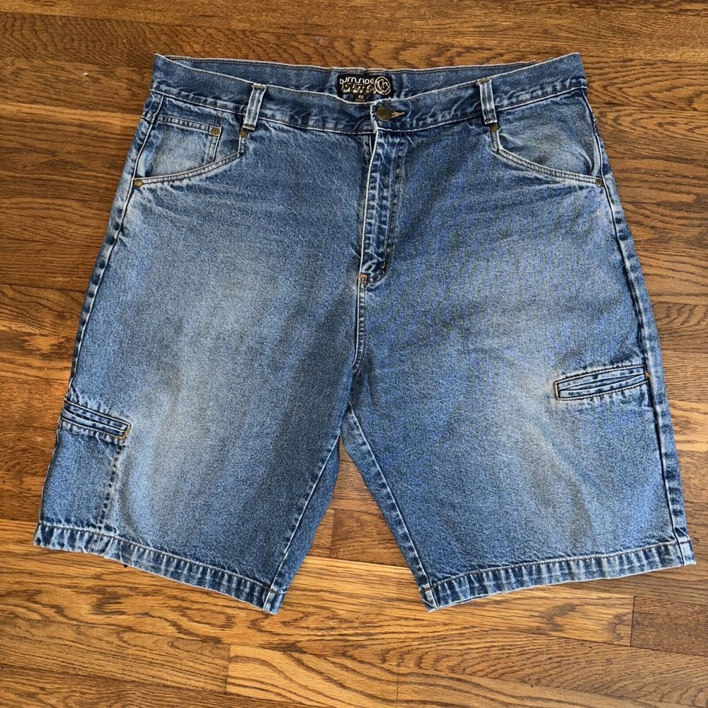 VTG Burnside Baggy Denim Jorts Mens 40 Cargo Blue Jean Shorts‎ Y2K 90s Skater